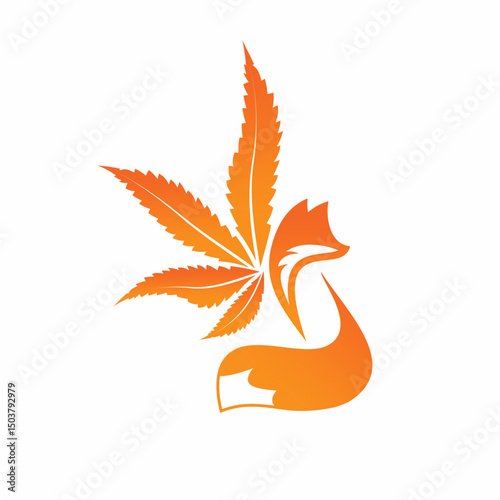 Fox and Cannabis Leaf Gradient Logo – Modern Abstract Animal and Nature Symbol