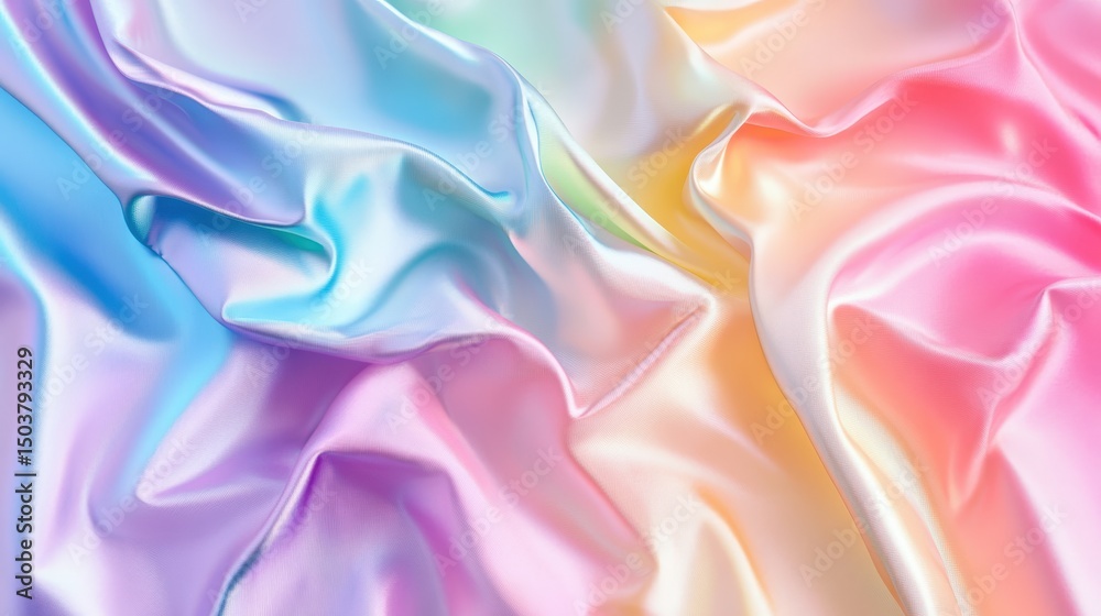 Obraz premium Soft Pastel Rainbow Fabric with Gentle Iridescent Foil Reflections