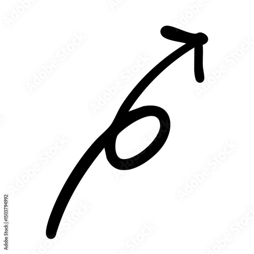手書きの右上向き矢印　黒