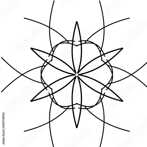 Flower outlines sketches symmetry design 