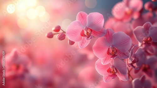Elegant pink Phalaenopsis orchid in dreamy natural light