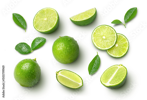 lime slices isolated on white