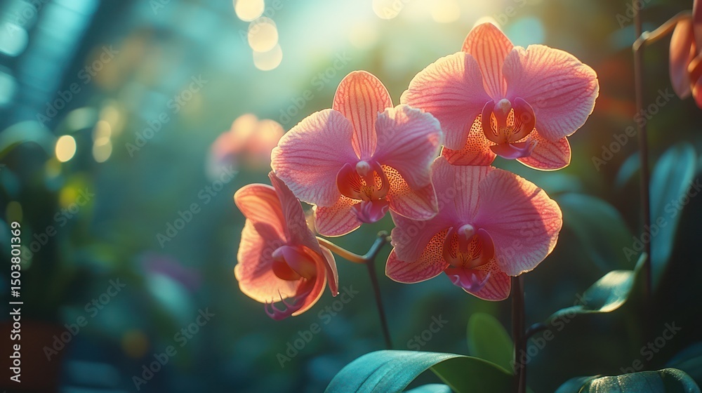 Whisper of petals, pink orchid in an atmospheric balance of shadow and light Whisper of petals, pink orchid in an atmospheric balance of shadow and light