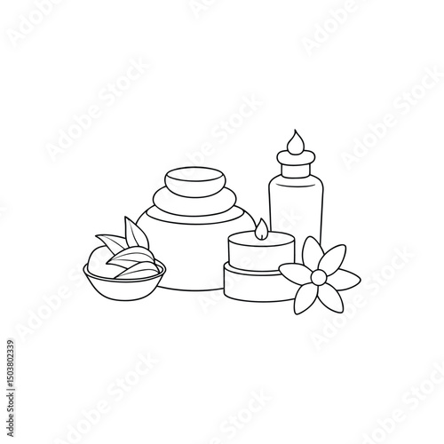 Serene outline: Harmonious arrangement of spa essentials in minimalist style