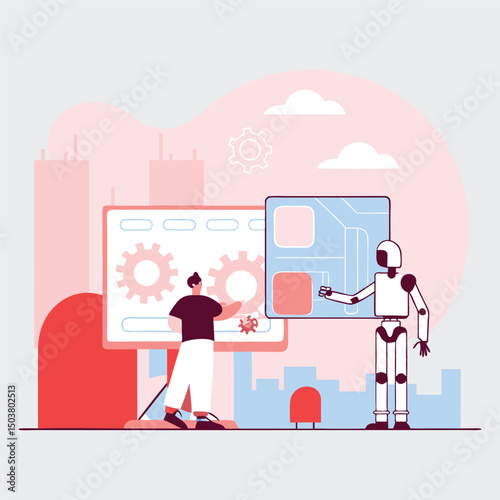 Human and Robot Collaboration in Software Development within a Cityscape