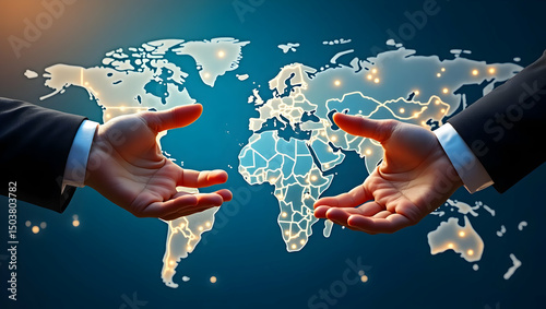 Geopolitical Trade Tactics: Visualizing Strategic Diplomacy and Market Influence in Global Commerce Dynamics - Stock Photo Concept with Left Space photo