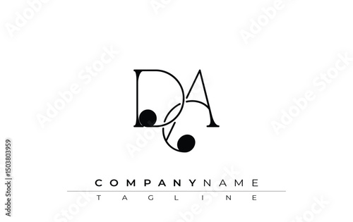 DA Typography Logo Design. Stylish monogram design depiction featuring the letters D and A combined in an artistic signature style, delivering a unique and creative visual representation.