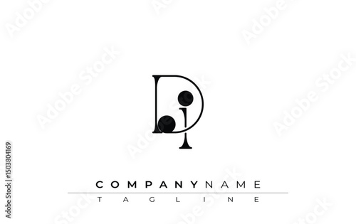 DI Typography Logo Design. Stylish monogram design depiction featuring the letters D and I combined in an artistic signature style, delivering a unique and creative visual representation.