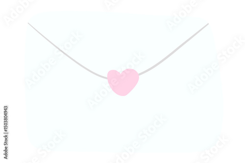 Love letter clipart.White envelope with heart.Valentine's day element.Cute hand drawn element for decoration.Mail, message icon.