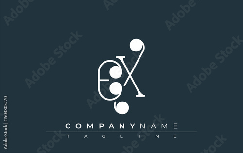 EX Typography Logo Design. Stylish monogram design depiction featuring the letters E and X combined in an artistic signature style, delivering a unique and creative visual representation.