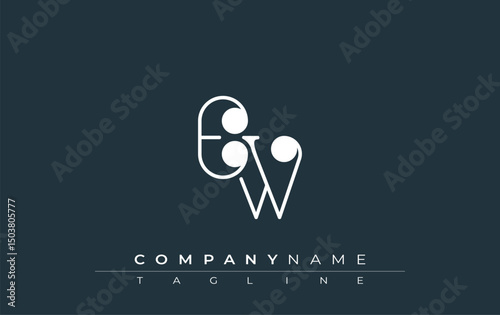 EW Typography Logo Design. Stylish monogram design depiction featuring the letters E and W combined in an artistic signature style, delivering a unique and creative visual representation.