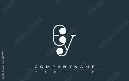 EY Typography Logo Design. Stylish monogram design depiction featuring the letters E and Y combined in an artistic signature style, delivering a unique and creative visual representation.