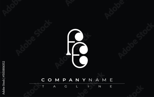 FE Typography Logo Design. Stylish monogram design depiction featuring the letters F and E combined in an artistic signature style, delivering a unique and creative visual representation.