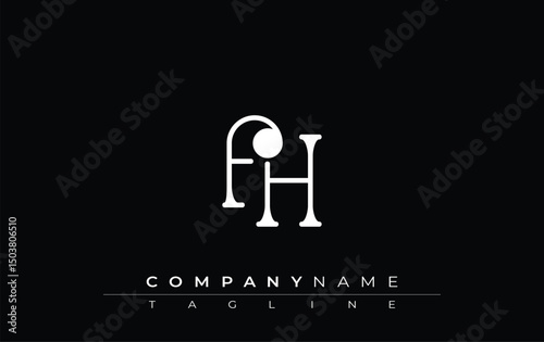 FH Typography Logo Design. Stylish monogram design depiction featuring the letters F and H combined in an artistic signature style, delivering a unique and creative visual representation.