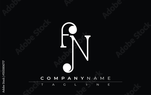 FN Typography Logo Design. Stylish monogram design depiction featuring the letters F and N combined in an artistic signature style, delivering a unique and creative visual representation.
