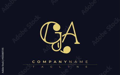 GA Typography Logo Design. Stylish monogram design depiction featuring the letters G and A combined in an artistic signature style, delivering a unique and creative visual representation.