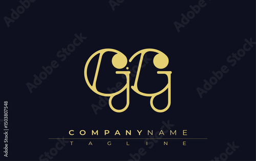 GG Typography Logo Design. Stylish monogram design depiction featuring the letters G and G combined in an artistic signature style, delivering a unique and creative visual representation.