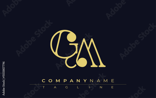 GM Typography Logo Design. Stylish monogram design depiction featuring the letters G and M combined in an artistic signature style, delivering a unique and creative visual representation.