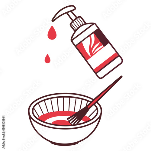 Hair dyeing kit glyph icon on white background. Adobe Illustrator Artwork