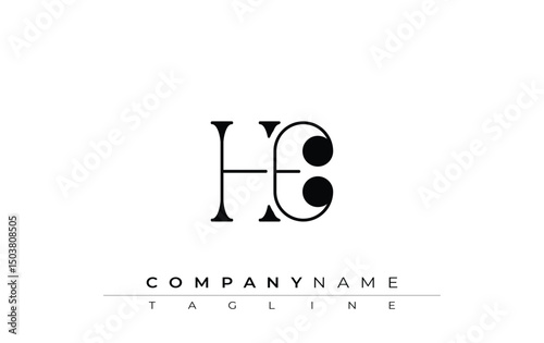 HE Typography Logo Design. Stylish monogram design depiction featuring the letters H and E combined in an artistic signature style, delivering a unique and creative visual representation.