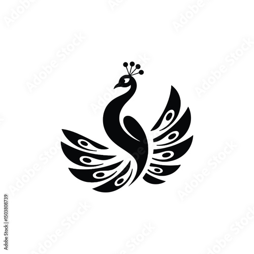 Peacock logo vector artwork silhouette style

