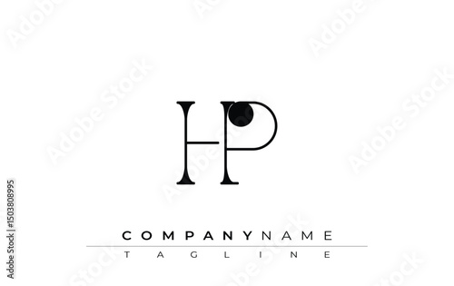 HP Typography Logo Design. Stylish monogram design depiction featuring the letters H and P combined in an artistic signature style, delivering a unique and creative visual representation.