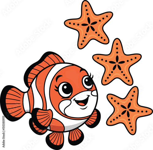 fish line art smiling face design illustration premium quality