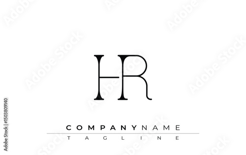 HR Typography Logo Design. Stylish monogram design depiction featuring the letters H and R combined in an artistic signature style, delivering a unique and creative visual representation.