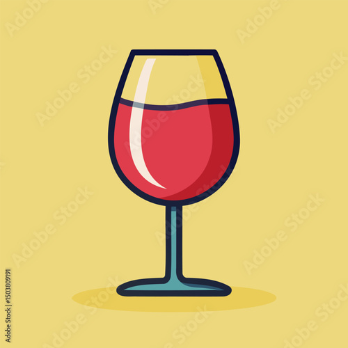 Vector illustration of a glass of wine, simple doodle design