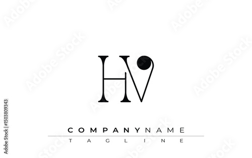 HV Typography Logo Design. Stylish monogram design depiction featuring the letters H and V combined in an artistic signature style, delivering a unique and creative visual representation.