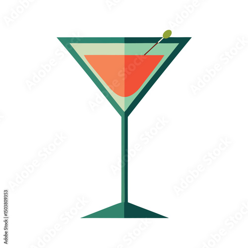 Vector illustration of glass, Martini drink glass, simple doodle design