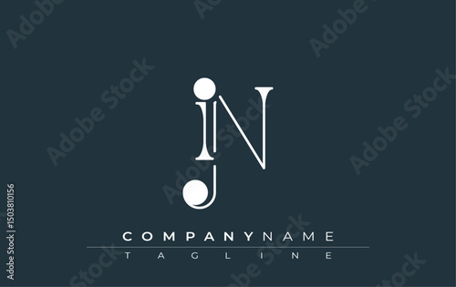 IN Typography Logo Design. Stylish monogram design depiction featuring the letters I and N combined in an artistic signature style, delivering a unique and creative visual representation.