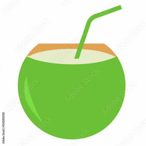 Coconut-drink on white background, Instant Digital Download. Illustration for prints on t-shirt and bags, posters