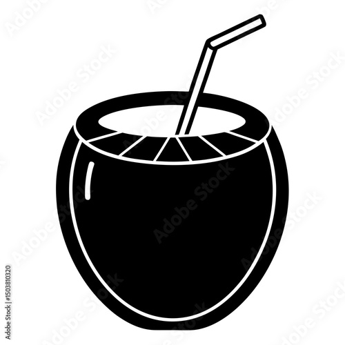 Coconut-drink on white background, Instant Digital Download. Illustration for prints on t-shirt and bags, posters