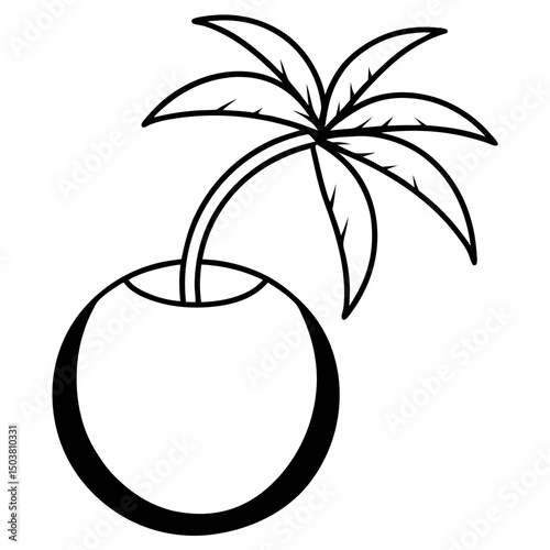 Tropical-coconut-icon  on white background, Instant Digital Download. Illustration for prints on t-shirt and bags, posters