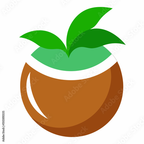 Tropical-coconut-icon  on white background, Instant Digital Download. Illustration for prints on t-shirt and bags, posters