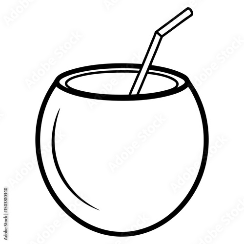 Coconut-drink on white background, Instant Digital Download. Illustration for prints on t-shirt and bags, posters