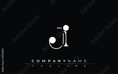 JI Typography Logo Design. Stylish monogram design depiction featuring the letters J and I combined in an artistic signature style, delivering a unique and creative visual representation.