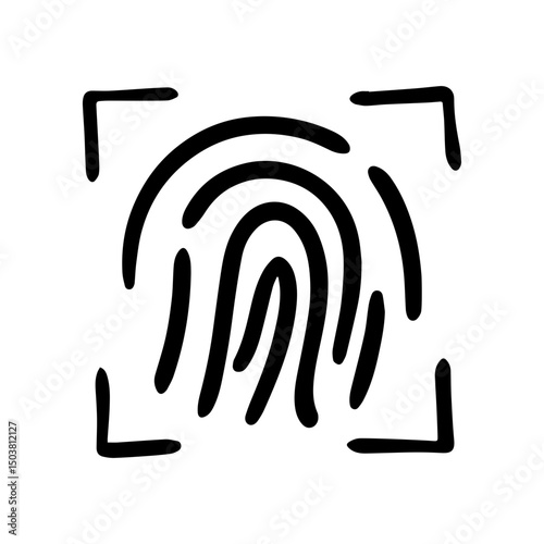 Fingerprint scan doodle vector icon