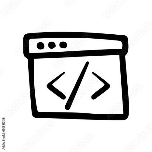 Website coding doodle vector icon