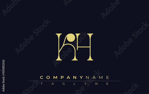 KH Typography Logo Design. Stylish monogram design depiction featuring the letters K and H combined in an artistic signature style, delivering a unique and creative visual representation.