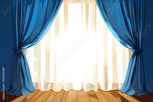 blue curtains