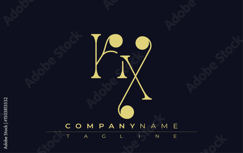 KX Typography Logo Design. Stylish monogram design depiction featuring the letters K and X combined in an artistic signature style, delivering a unique and creative visual representation.