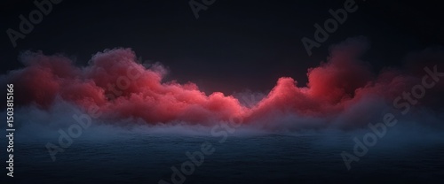 Dramatic Pink and Red Cloudscape Against a Dark Background