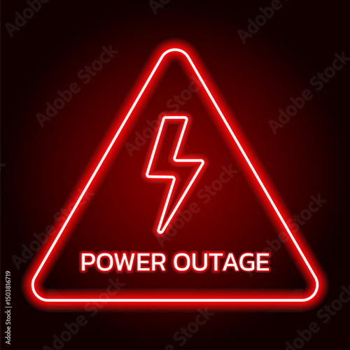 Power Outage Warning Sign With Bold Thunderbolt Symbol In Triangular Design. Perfect For Safety Notices, Hazard Alerts, Risk Management, Electricity Failures, And Instant Attention-Grabbing Cautions