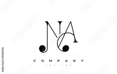 NA Typography Logo Design. Stylish monogram design depiction featuring the letters N and A combined in an artistic signature style, delivering a unique and creative visual representation.