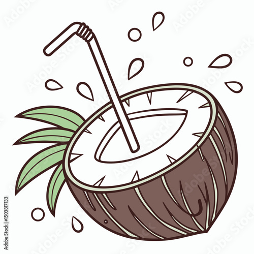 Coconut-beverage-icon on white background, Instant Digital Download. Illustration for prints on t-shirt and bags, posters