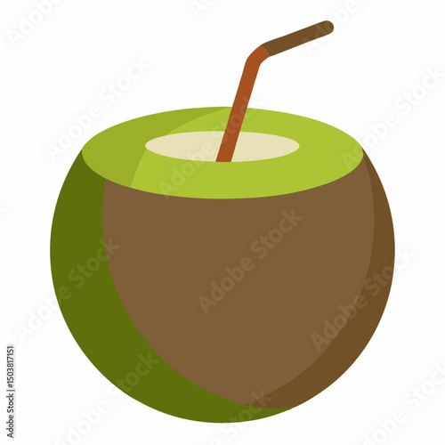 Coconut-beverage-icon on white background, Instant Digital Download. Illustration for prints on t-shirt and bags, posters