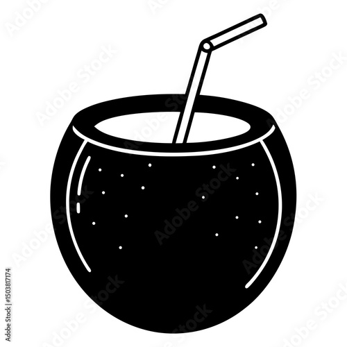 Coconut-beverage-icon on white background, Instant Digital Download. Illustration for prints on t-shirt and bags, posters
