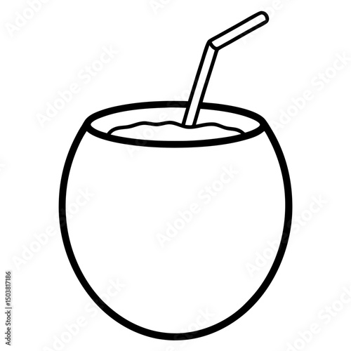 Coconut-beverage-icon on white background, Instant Digital Download. Illustration for prints on t-shirt and bags, posters